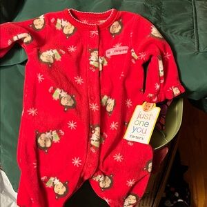 Carter's Festive Red Baby Onesie with Monkey Print
